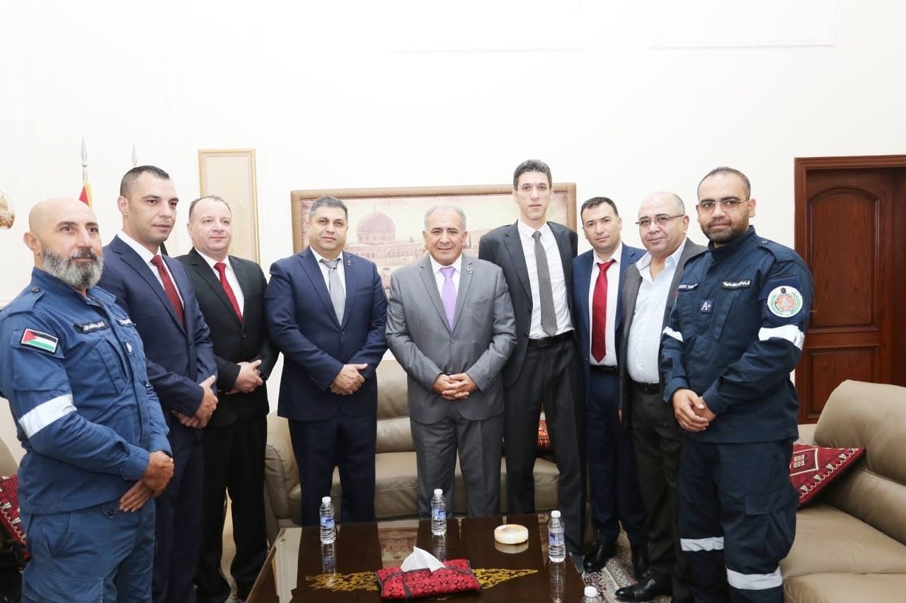 السفير الاسعد يستقبل مدير عام الدفاع المدني الفلسطيني اللواء اكرم ثوابتة على رأس وفد