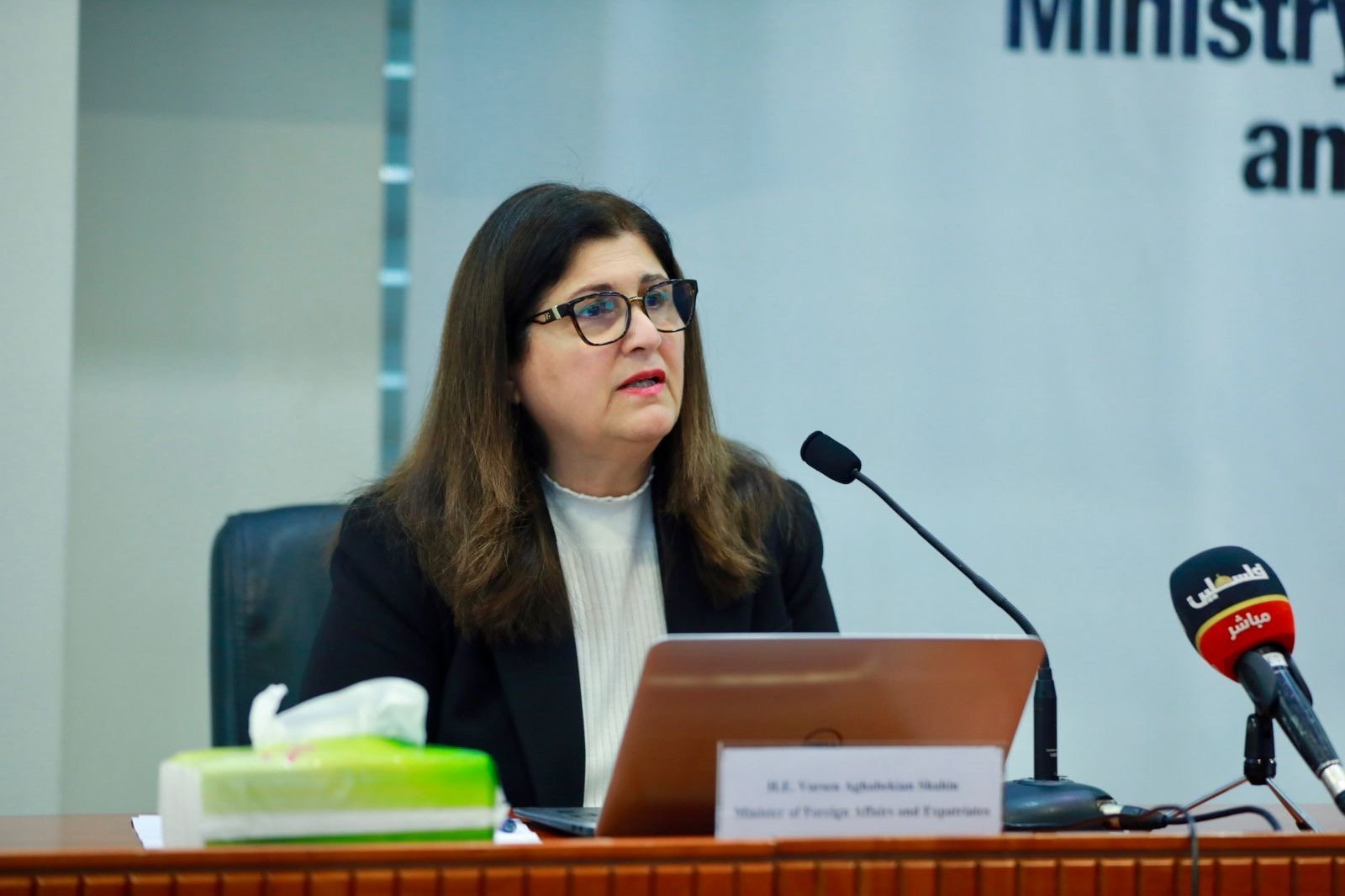 وزيرة الخارجية تطلع السلك الدبلوماسي على تصاعد إرهاب المستوطنين في الضفة الغربية